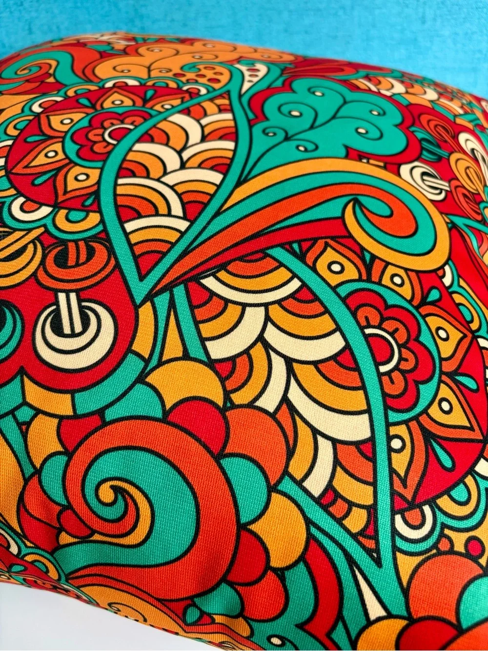 Vibrant Multi-Color Floral Swirl Decorative Pillow Cover - Home Holiday 20”
